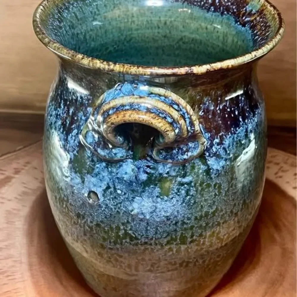 Pottery Vase Wine chiller pottery Signed hand spun